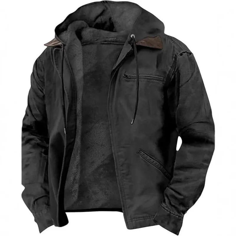 Chaqueta Polar Hombre Otoño Invierno con Capucha Cremallera Casual - Corporación Turística