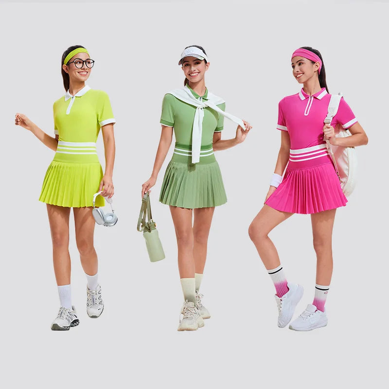 2025 Conjunto de verano para mujer, colegiala, Polo de ma...