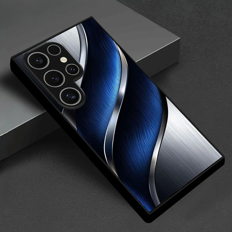 Clear glass phone case with colorful tape pattern design for smartphones, by Corporación Turística.