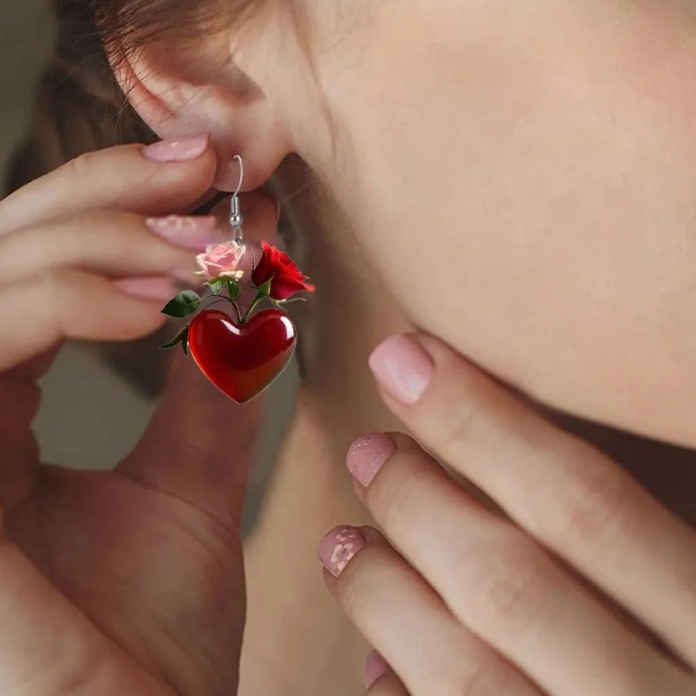 Nuevos pendientes colgantes acrílicos en forma de corazón...