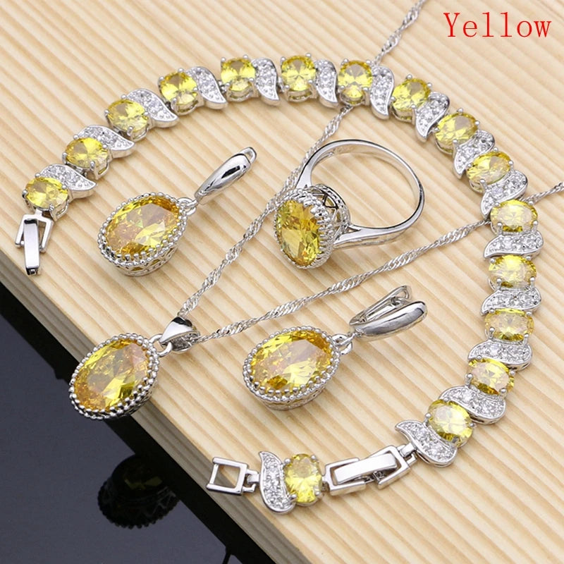 Conjunto de joyas de plata 925 Natural para mujer, pendie...