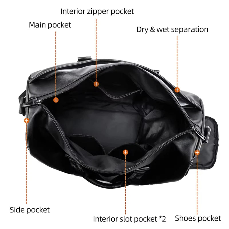 Bolsa de Gimnasio PU para Hombre, Bolso de Hombro Cruzado...
