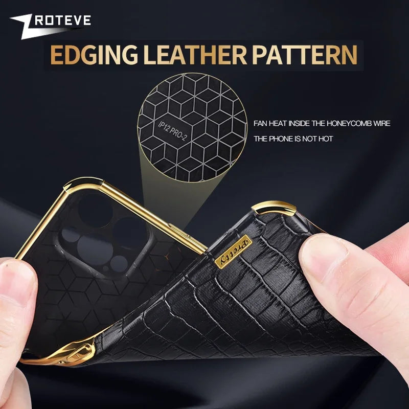 ZROTEVE S25 Ultra crocodile-pattern phone case, durable protective cover for mobile device, featuring textured crocodile design.