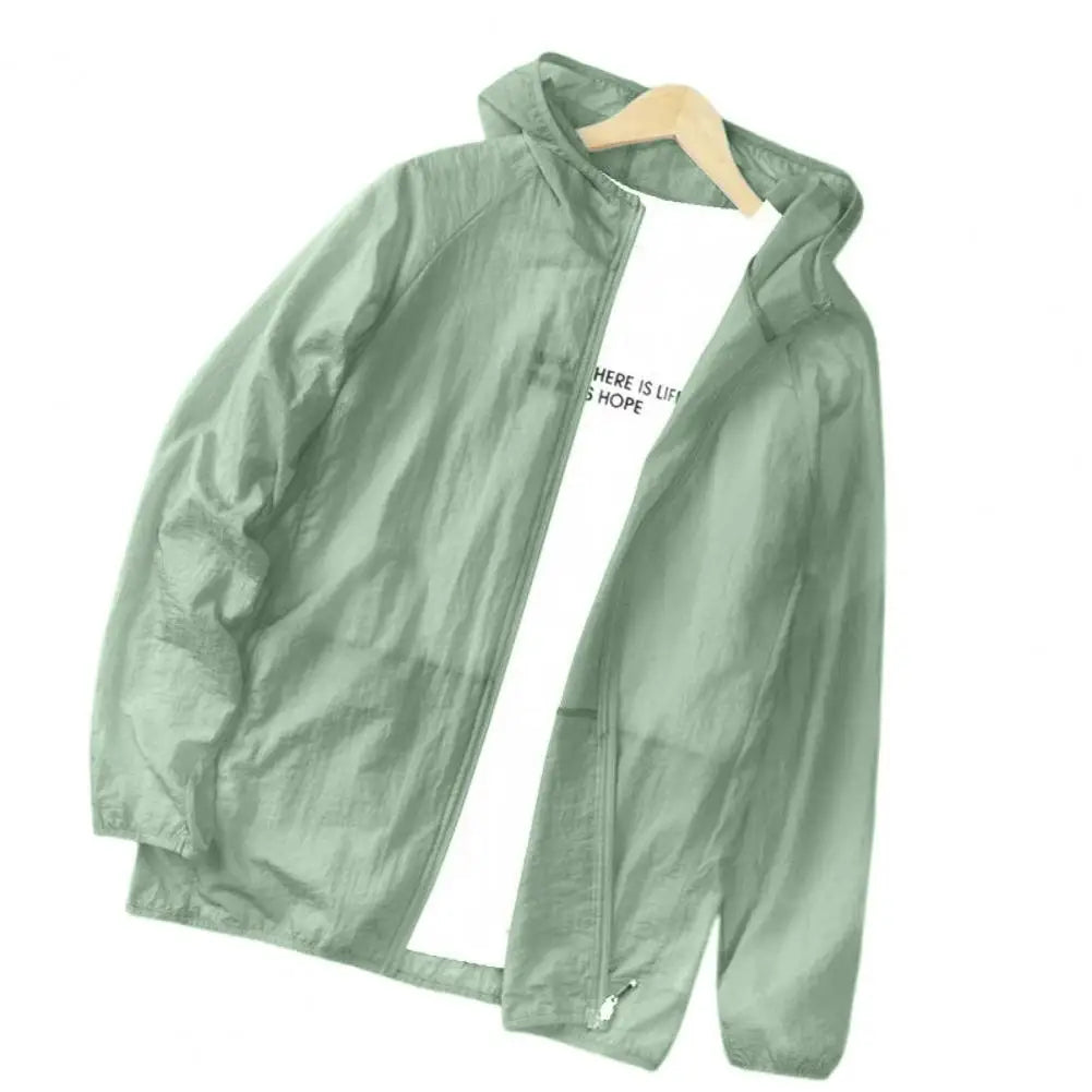 Light sun protection jacket with breathable umbrella fabric, designed as a large sun shield by Corporación Turística.