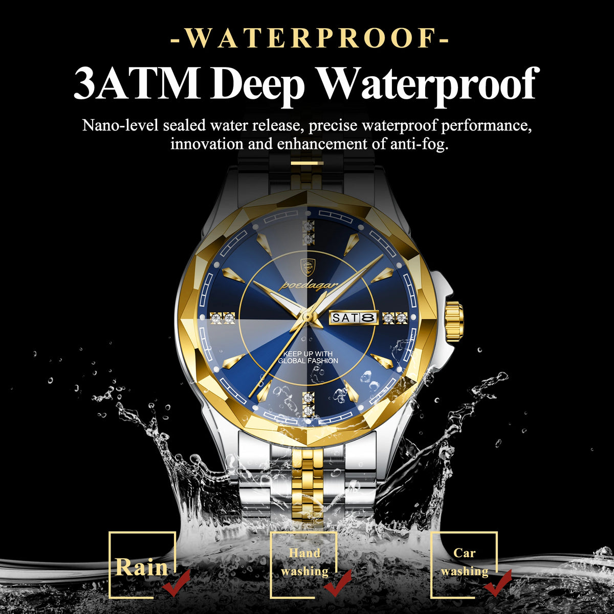 Reloj de Pulsera POEDAGAR para Hombre de Negocios, Resist...