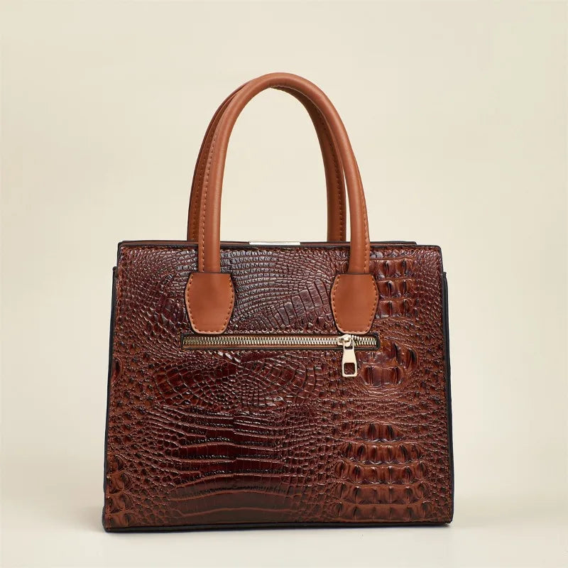 Bolsos de mano de piel con patrón de cocodrilo para mujer...