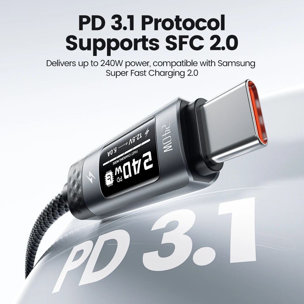 Cable USB C Toocki 240W OLED PD 3.1 Carga Rápida Datos