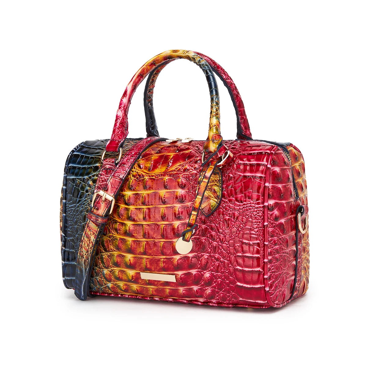 Bolso de lona con relieve degradado y asa superior, con c...