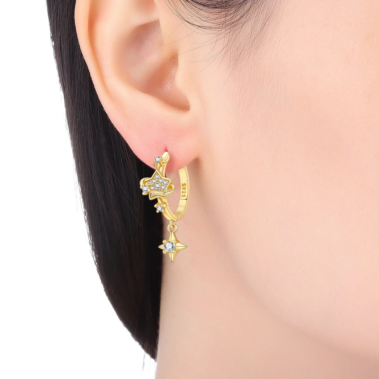 Pendientes Orstarry de Plata de Ley 925 con estrellas bri...