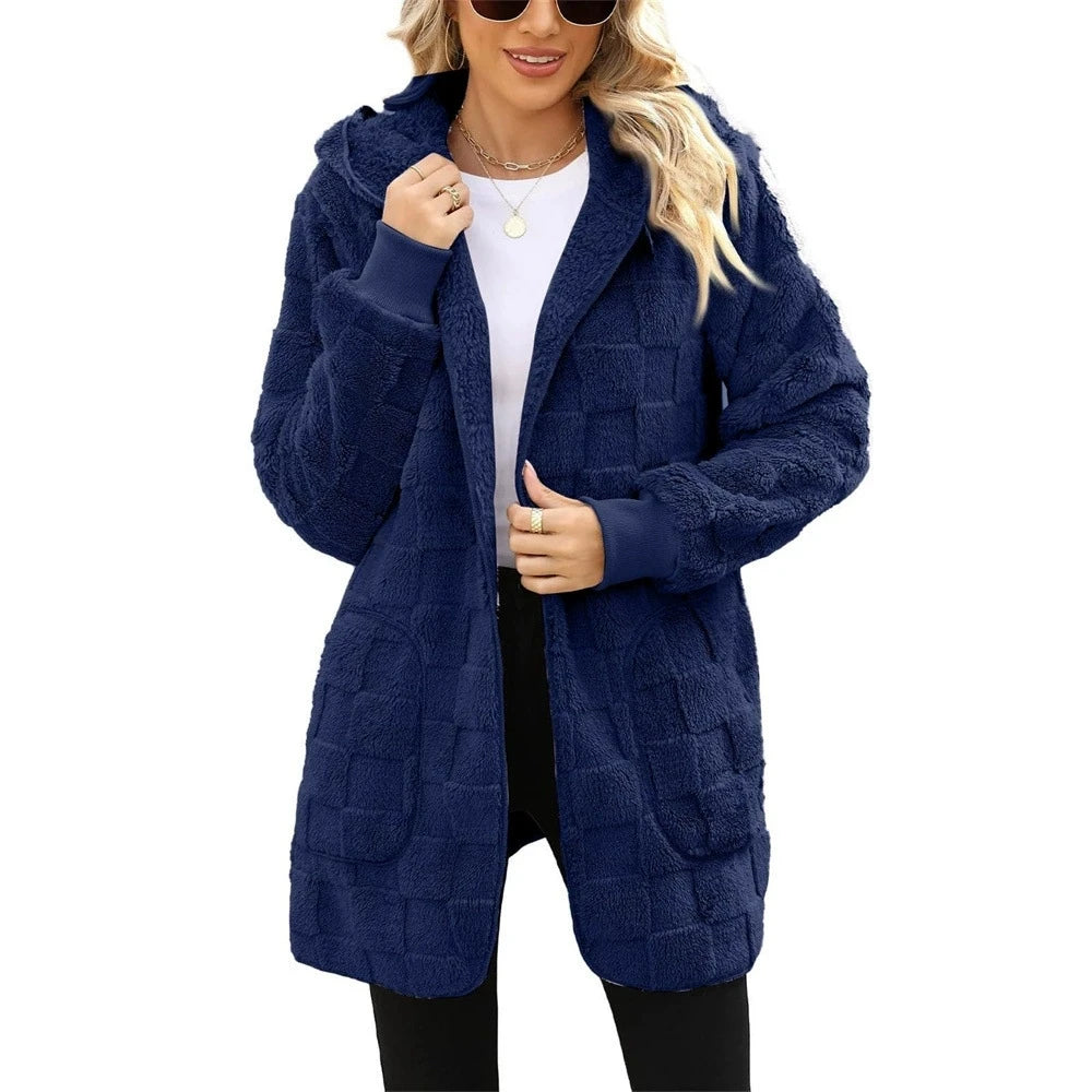 Chaqueta de terciopelo con capucha para mujer, estilo cár...