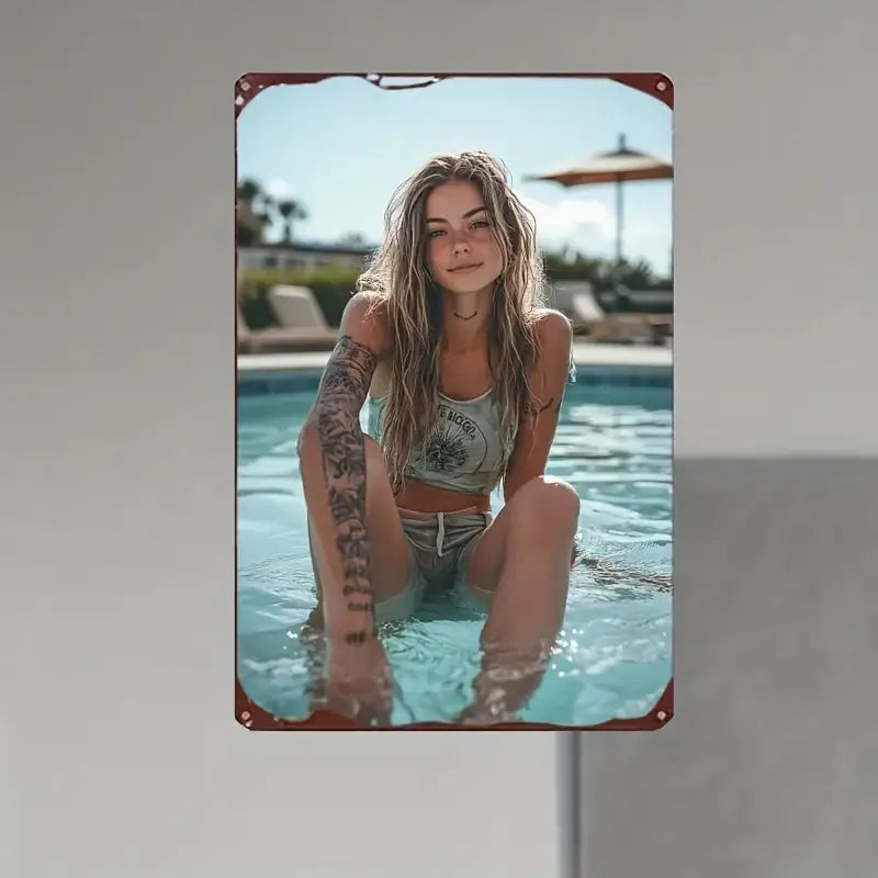 2D female figure tattoo poster featuring a chica with detailed tattoo art, vibrant colors, and artistic design.