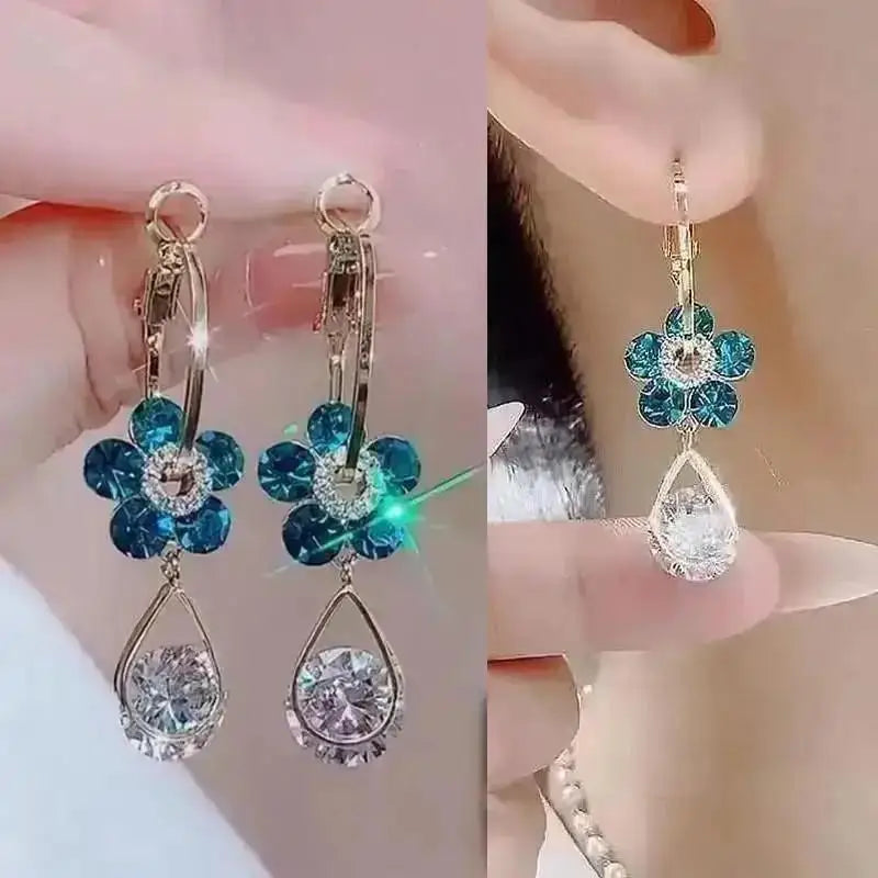 Pendientes de gota de corazón de cristal púrpura para muj...