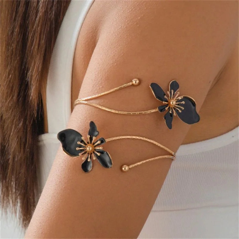 Brazalete bohemio de esmalte floral para mujer, brazalete...