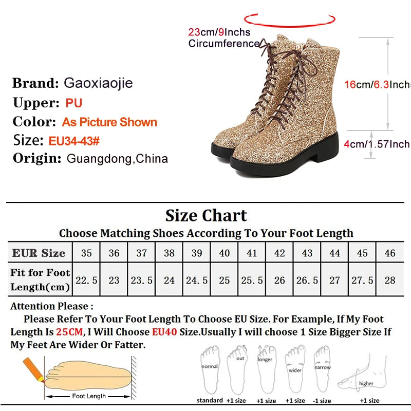 Botas cortas brillantes para mujer, zapatos informales de...
