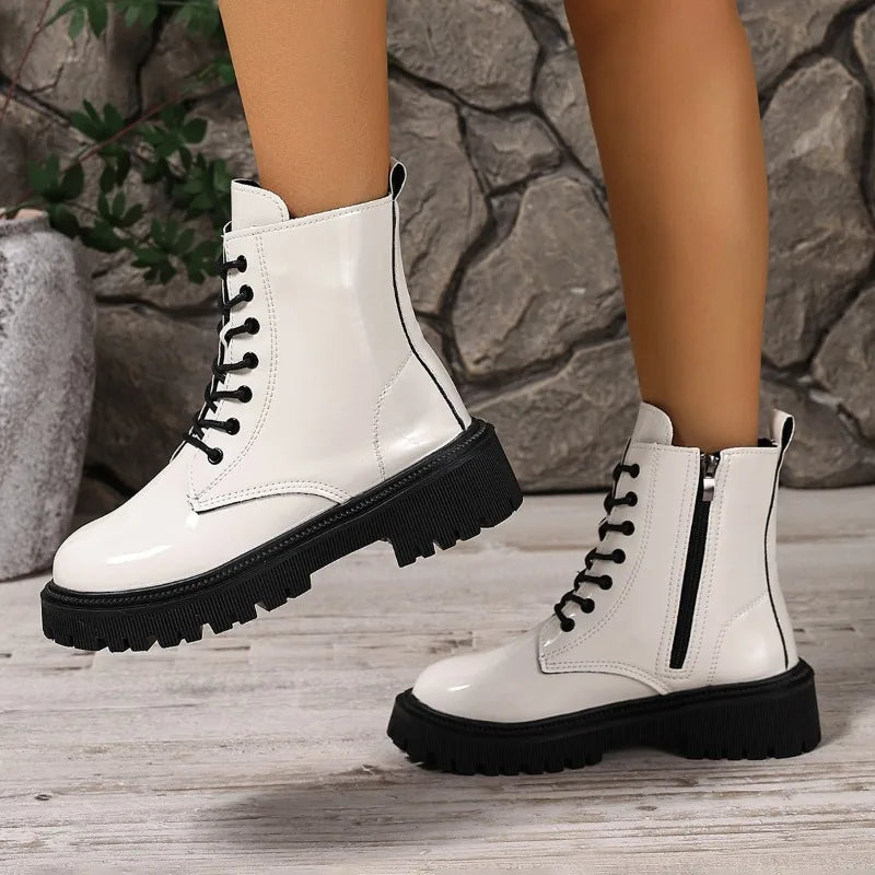 Botas individuales para mujer, botines versátiles con pla...