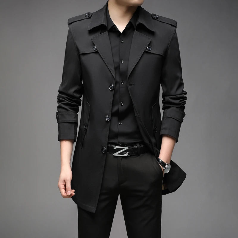 Nueva gabardina de primavera para hombre, gabardinas larg...