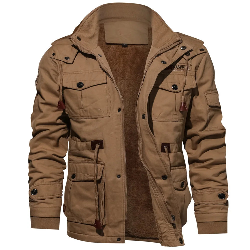 Chaqueta Cargo Invierno Hombre Polar Militar Bolsillos Múltiples