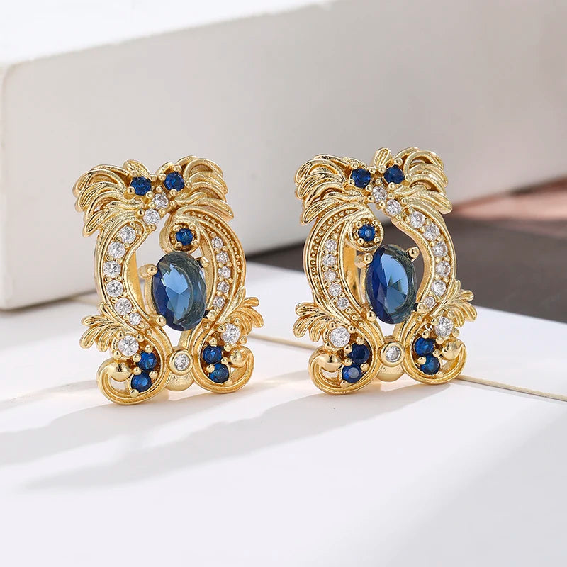 Elegant blue cubic zirconia earrings featuring a luxurious design, perfect for sophisticated style and special occasions.
