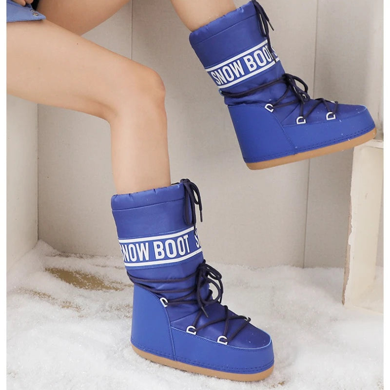 Botas de invierno para mujer, botas de nieve a media pant...