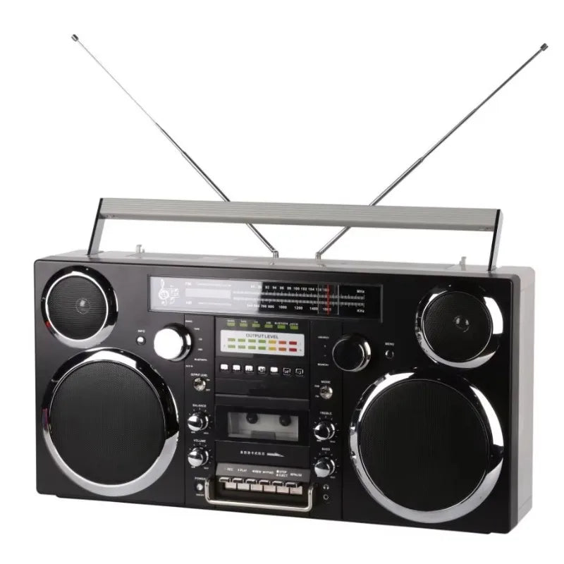 Radio Retro GPO Brooklyn |   Reproductor de Casetes, Reproductor de CD, Altavoz Bluetooth, Radio FM, Sistema Estéreo Portátil