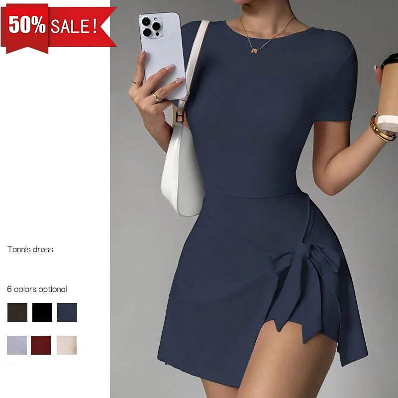 Vestido de Tenis para Mujer, Diseño de Dos Piezas, Espald...