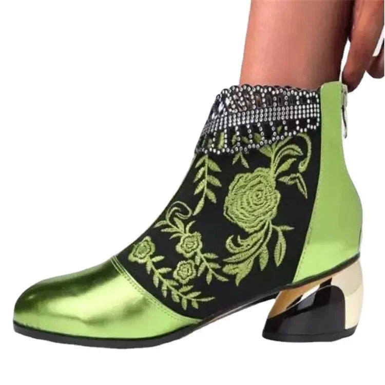 Nuevos botines, zapatos De Mujer, Botas De cuero bordadas...