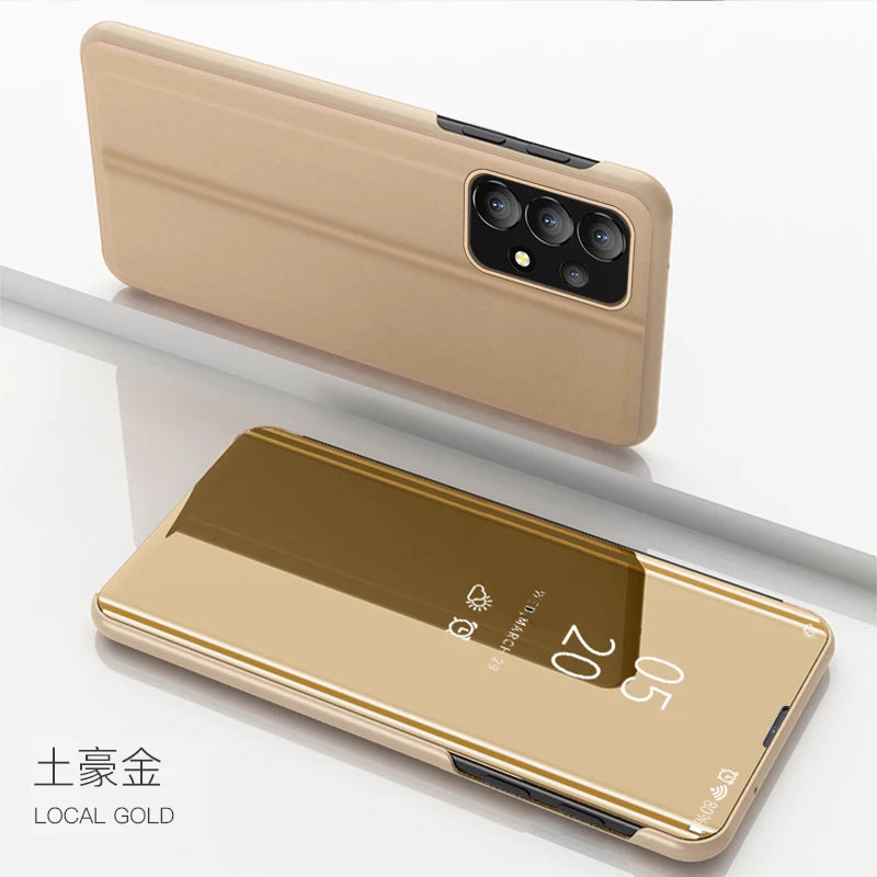 Luxury Samsung Galaxy A14 A34 A54 5G phone case with mirror finish, featuring elegant design and protective material.