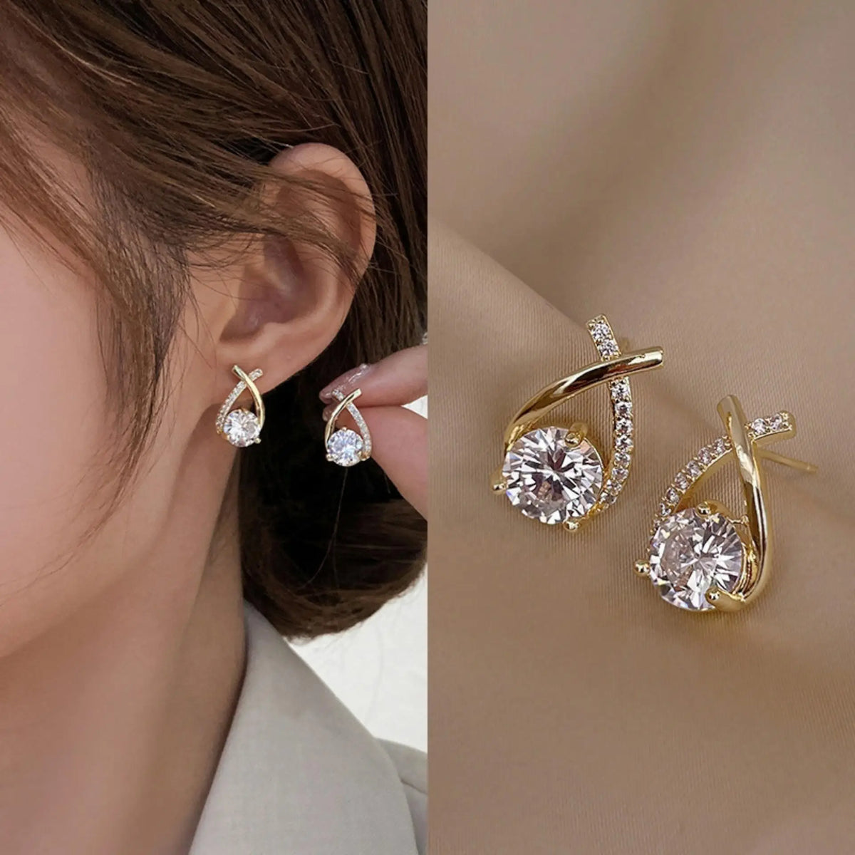 Pendientes colgantes de circonio de moda coreana para muj...