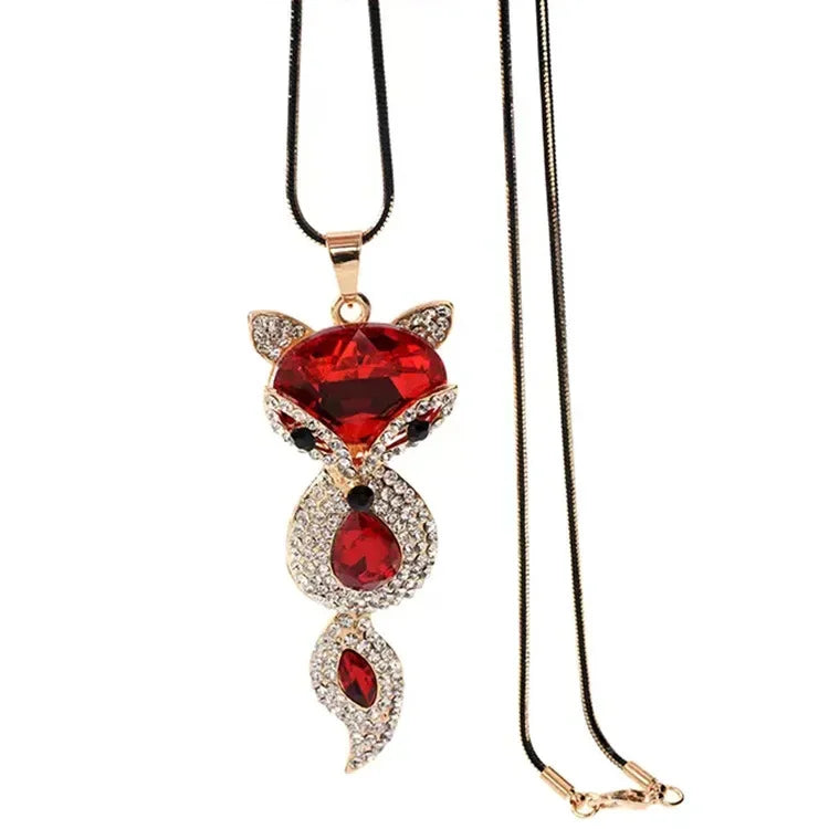 Luxury fox pendant necklace with large crystals, elegant collar jewelry by Corporación Turística, stylish and eye-catching accessory.