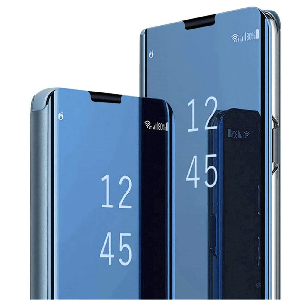 Luxury smart protective case with mirror for Samsung devices, featuring sleek design and durable materials.