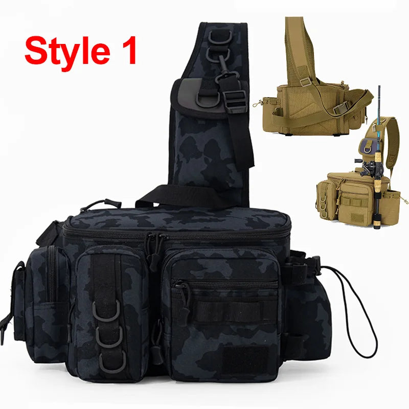 Mochila de aparejos de pesca para hombre, bolsa de almace...