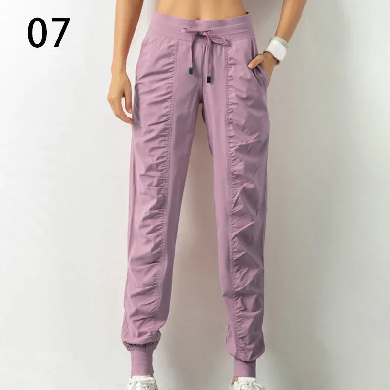 Pantalones de chándal de tela con cordón para correr, pan...