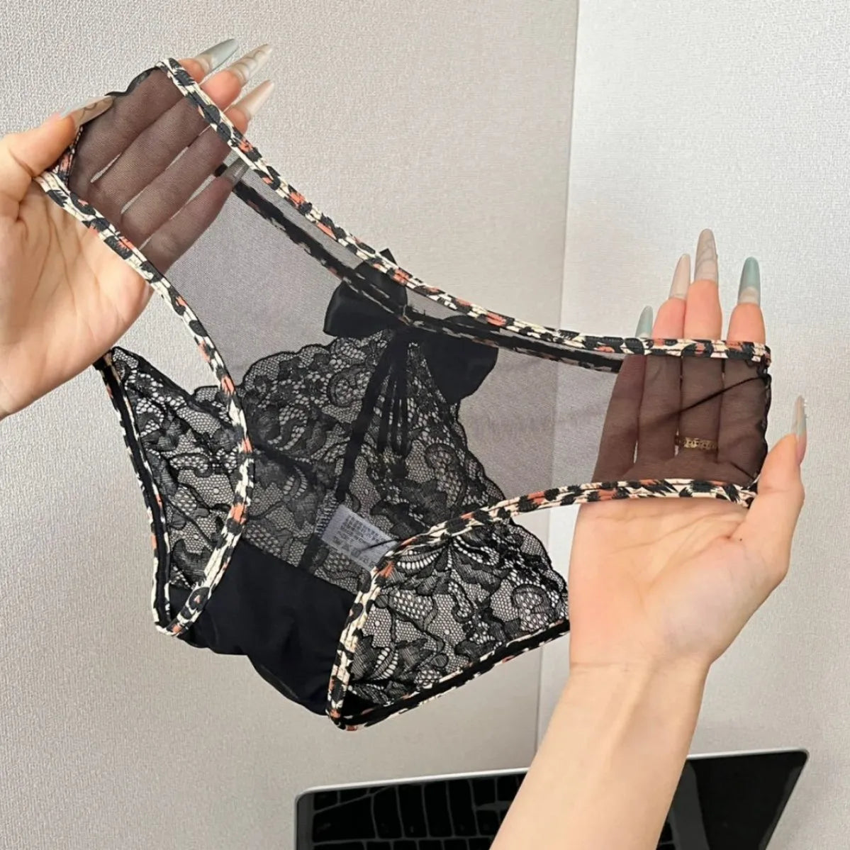 Leopard print lace women's panties by Corporación Turística, featuring stylish and comfortable lingerie design.