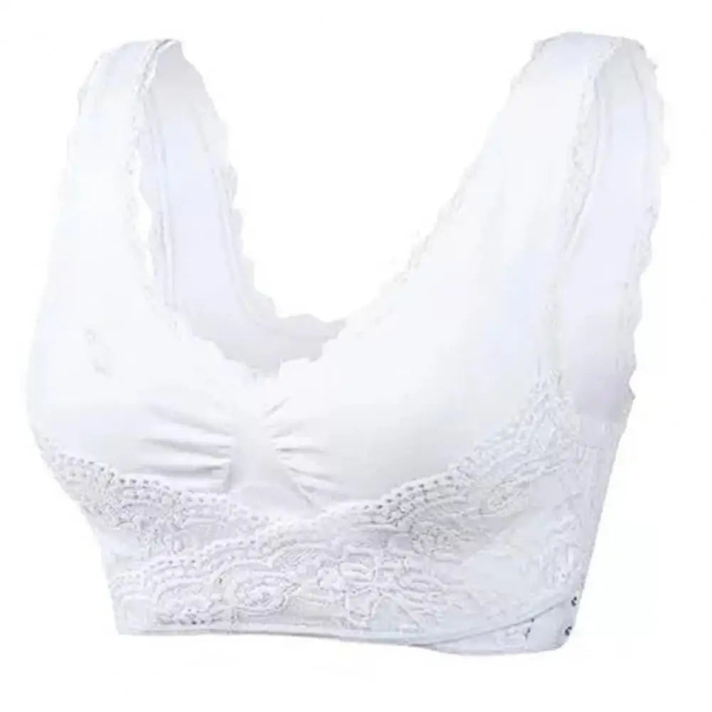 Sports bra without underwire from Corporación Turística featuring built-in support and side hook closure.