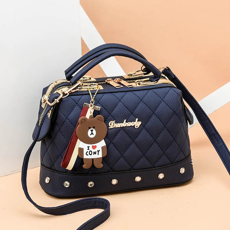 Small square women's handbag by Corporación Turística, high-quality leather purse with sleek design and compact size.
