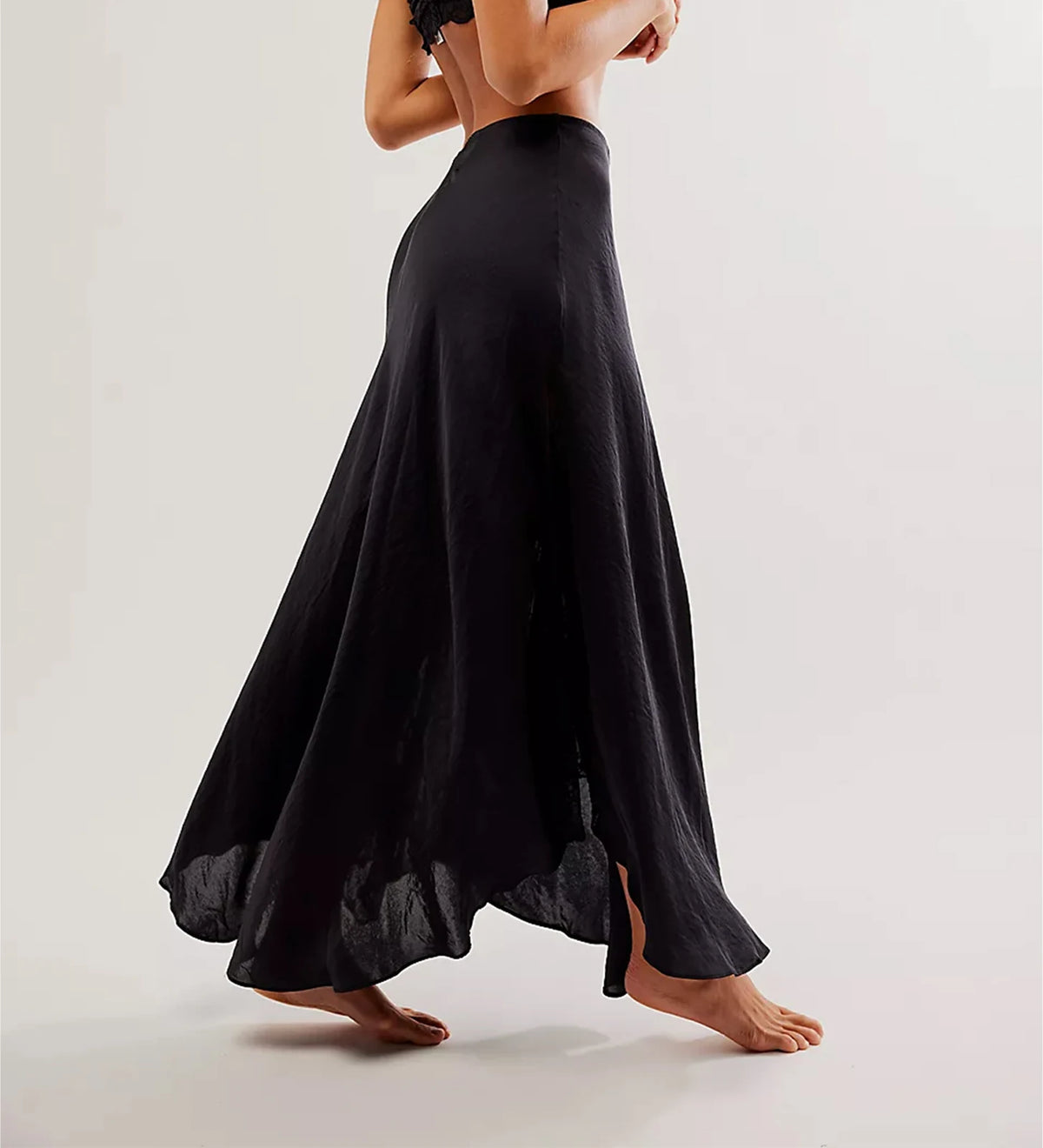 Faldas largas lisas para mujer, faldas elegantes de cintu...
