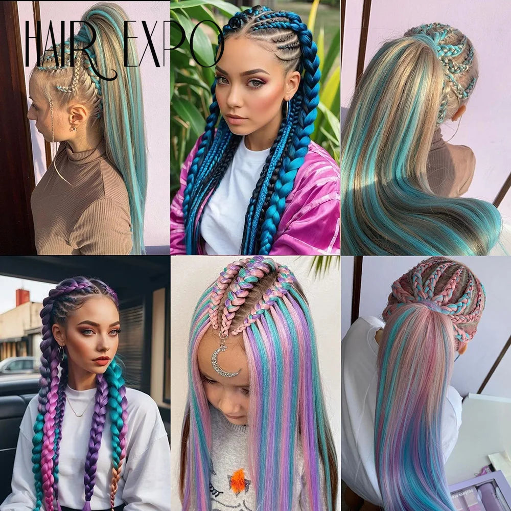 Trenzas fáciles de 26 pulgadas, extensiones de cabello tr...