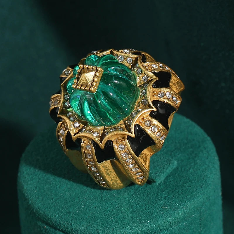 Anillos Vintage para Mujer, Resina Verde Calabaza, Color ...