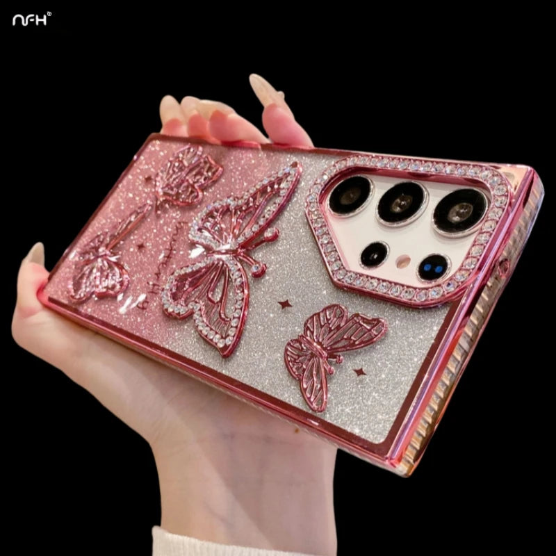 Samsung Galaxy S25 Ultra luxury rhinestone case with shiny detailing, designed for stylish protection and elegance.