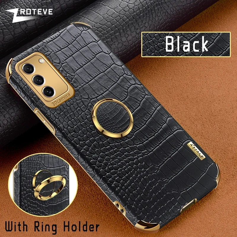 ZROTEVE S25 Ultra crocodile pattern phone case in black, protective cover for smartphone with textured crocodile design