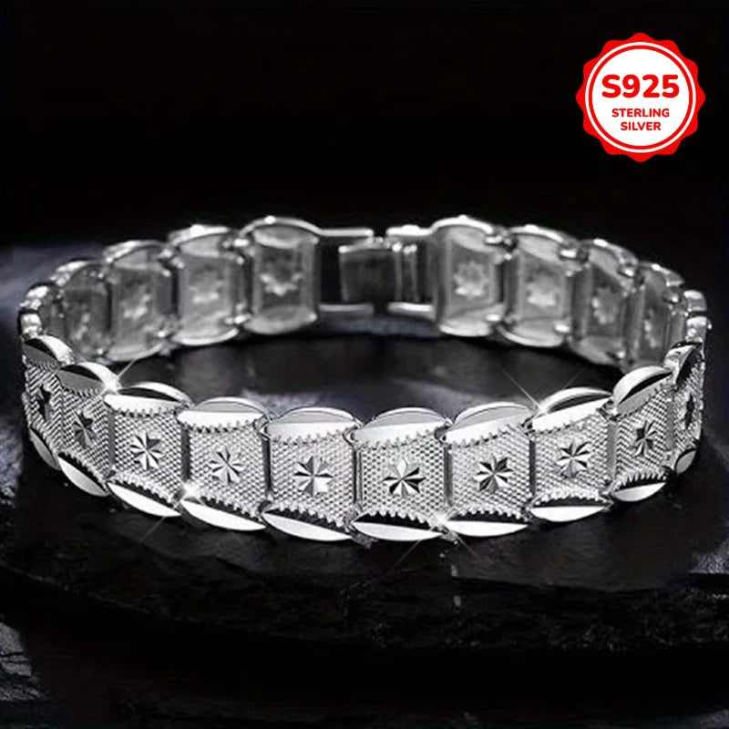 Pulsera elegante de plata de ley 925 con diseño de moneda...
