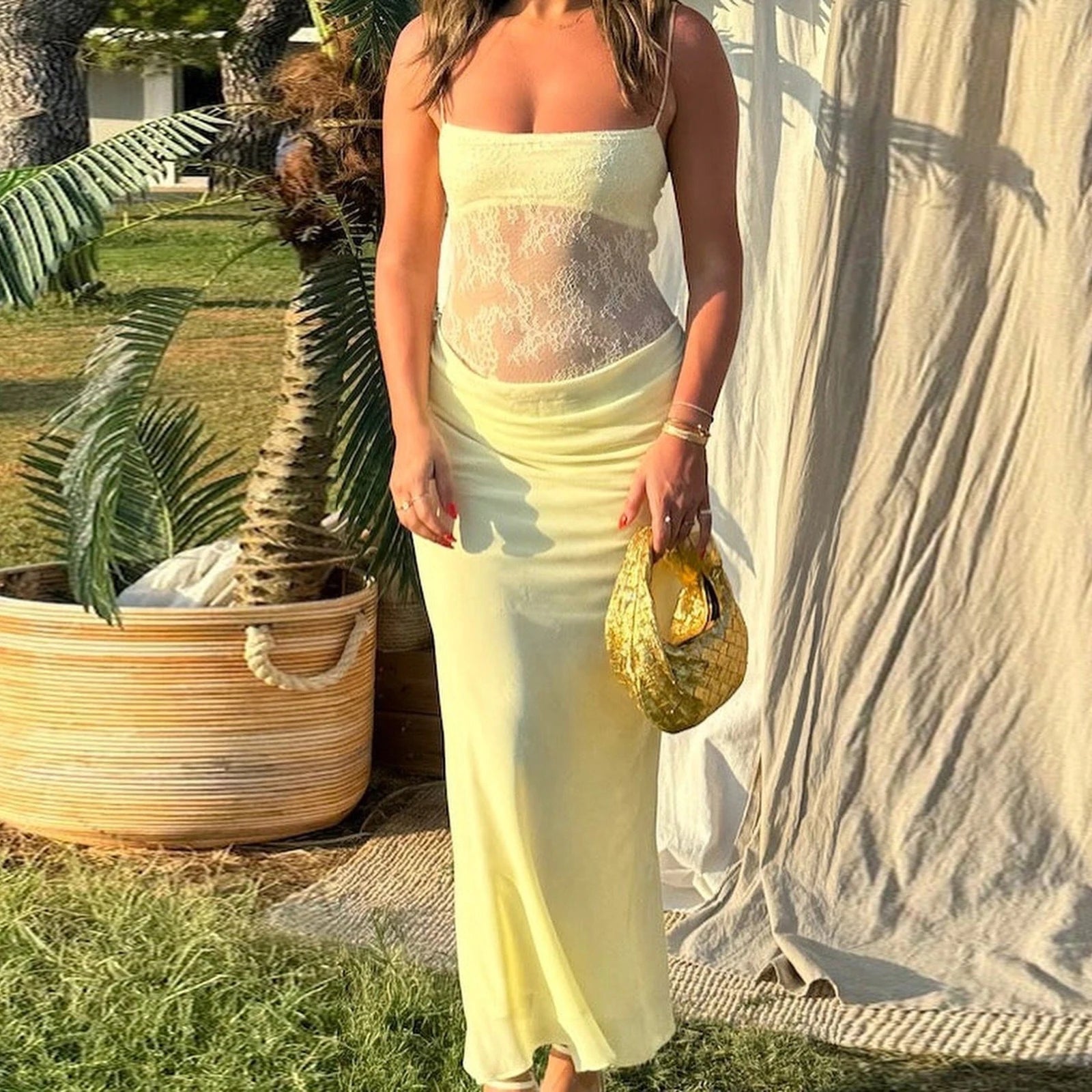 Elegante verano mujeres Maxi Cami Vestidos sin mangas esp...