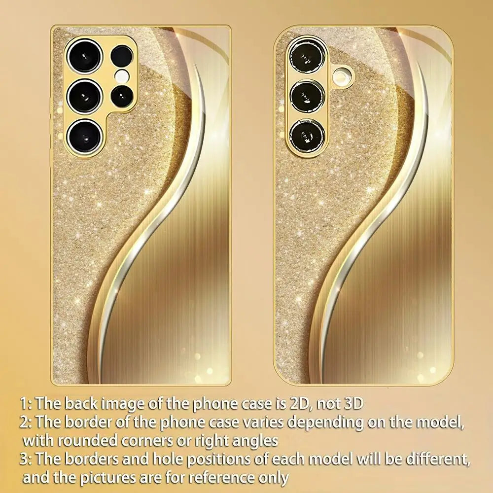 Gold-plated textured glass phone case from Corporación Turística, stylish and protective for smartphones.