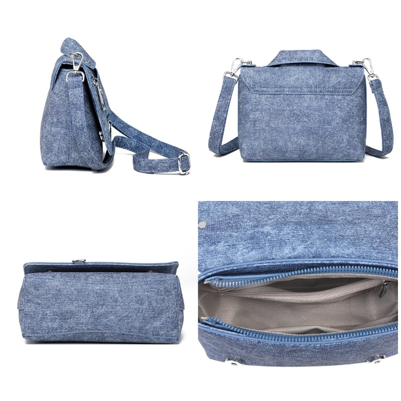 Bolso de mano de algodón vaquero de lujo, monederos de di...