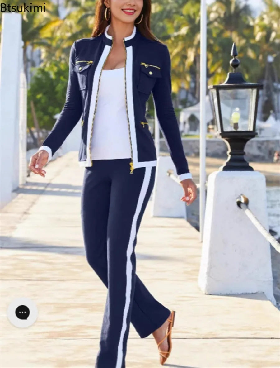 Conjunto de Dos Piezas Casual para Mujer, Otoño-Invierno ...