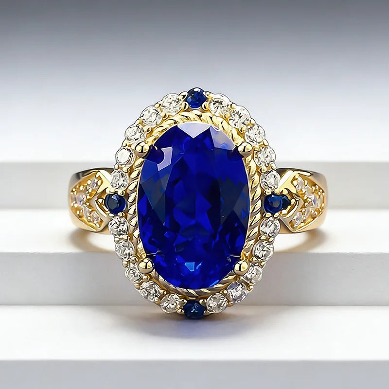 Anillo de lujo de oro macizo 9999 24K certificado con pie...