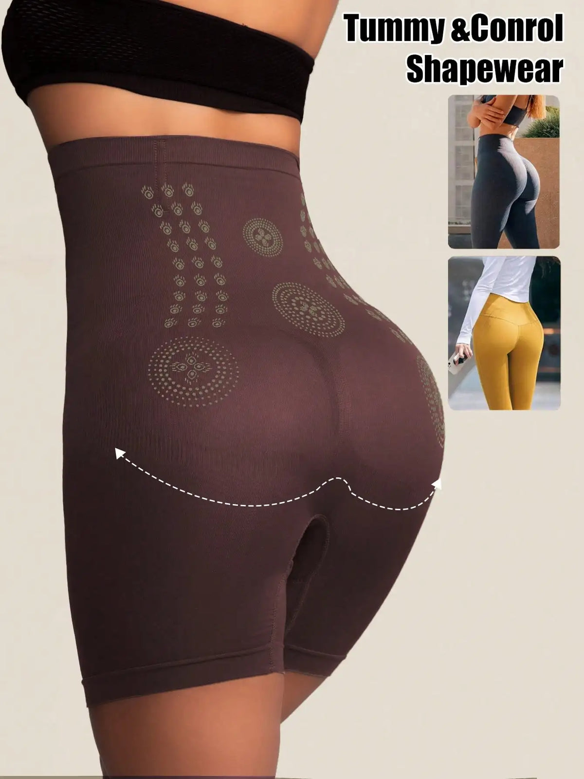 High-waisted shaping shorts from Corporación Turística, shown in black with smooth, snug fit for body contouring.