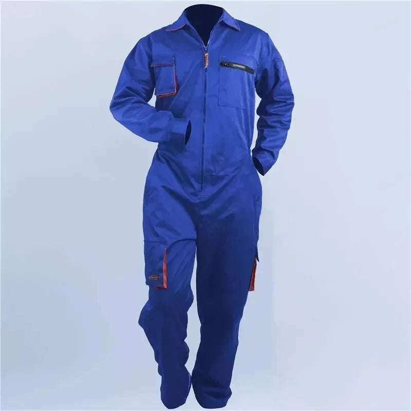 Nuevo uniforme de trabajo para hombres y mujeres, mono corporativo de Corporación Turística, en color azul con bolsillos.