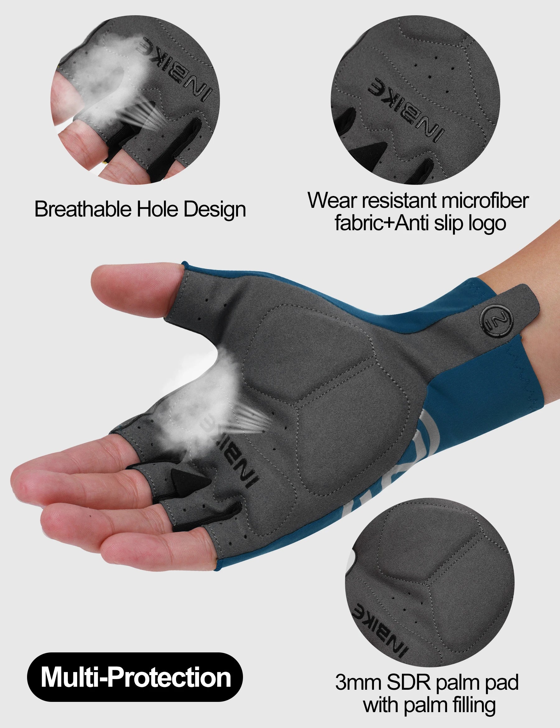 Guantes Ciclismo INBIKE Verano Gel Medio Dedo Hombre