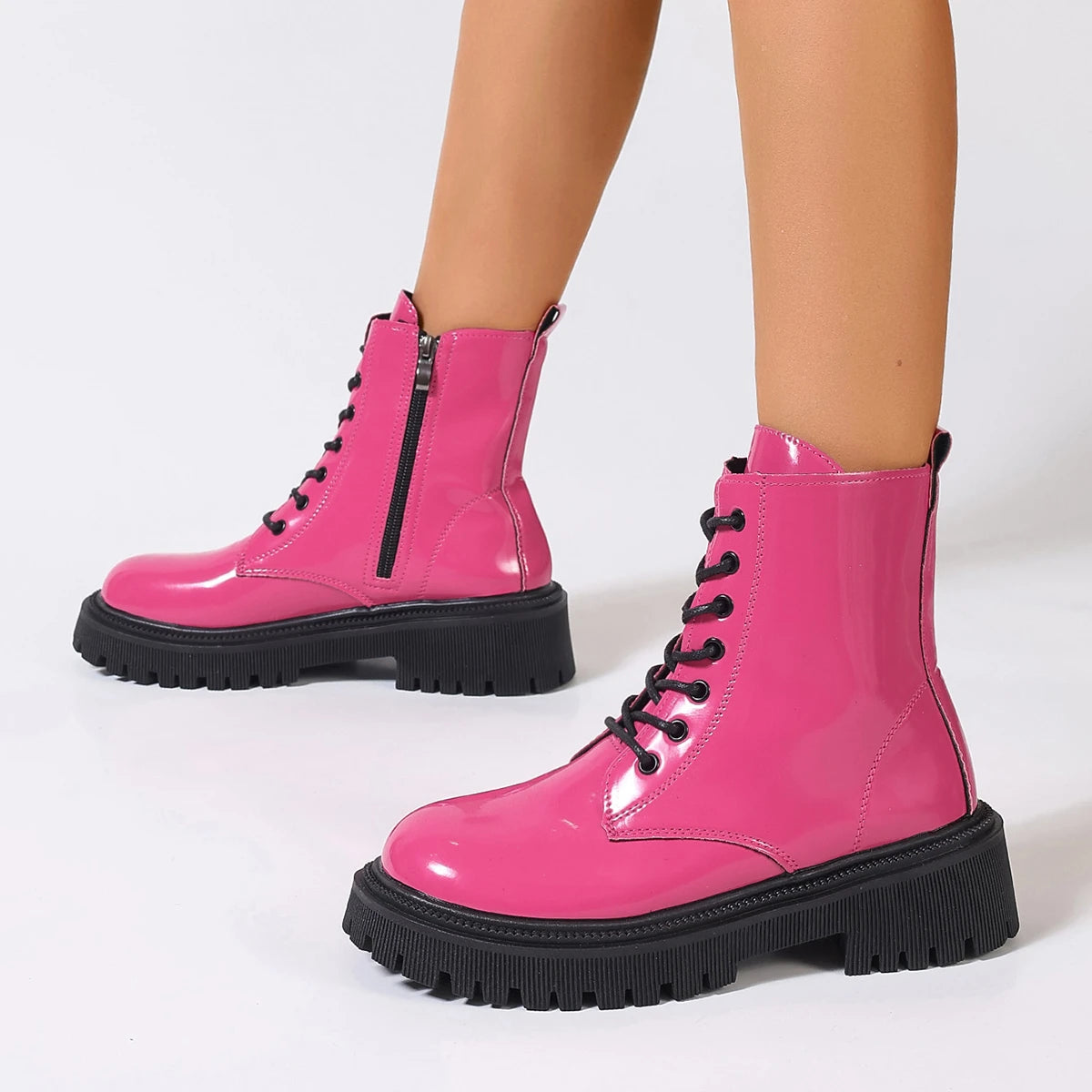 Botas de mujer de alta calidad, botas cortas de cuero cha...